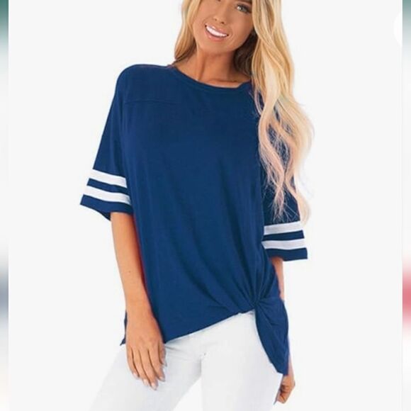 NWT Bat Sleeve Knot Front Baseball Oversized Tee XL - Picture 1 of 5